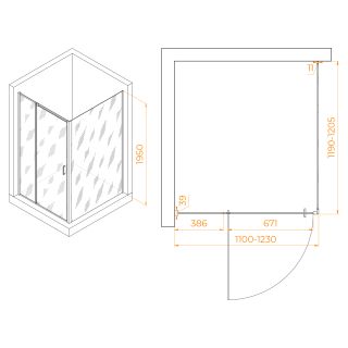 Душевой уголок RGW PA-078B (RGW PA-008B + Z-050-2B) 350807811-14 110x120см чёрный